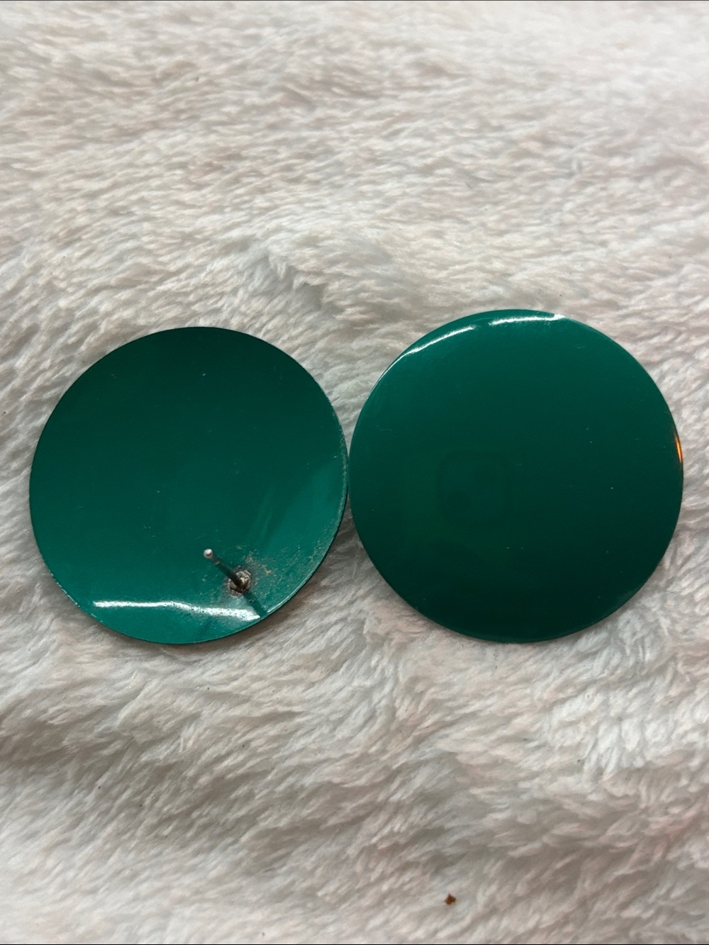 Vintage Green Round Enamel Statement Earrings